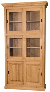 Casa Padrino Cabinet des Livres de Style Country Marron Clair 110 x 40 x H. 210 cm - Meuble de Salon avec 6 Portes Coulissantes