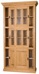 Casa Padrino Gabinete de Libros de Estilo Country Marrón Claro 110 x 40 x H. 210 cm - Mueble de Sala de Estar con 6 Puertas Correderas