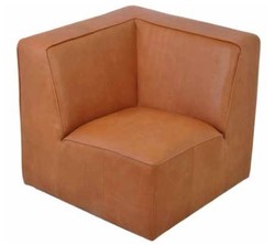 Casa Padrino Fauteuil d'Angle de Luxe Marron Clair 89 x 89 x H. 88 cm - Fauteuil de Salon en Cuir