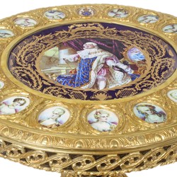 Mesa Padrino Barroca, Mesa Lateral Marrón / Rojo / Dorado, Diámetro 78cm, Altura 83 cm Artesanal, Edición Limitada, pintada a mano