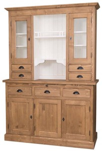 Casa Padrino armoire de cuisine style country marron / blanc 137 x 50 x H. 197 cm - Armoire de Cuisine 2 Pièces avec 5 Portes et 7 Tiroirs