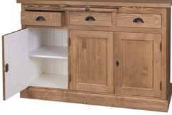 Casa Padrino Country Style Kitchen Cabinet Brown / White 137 x 50 x H. 197 cm - 2 Piece Kitchen Cabinet with 5 Doors and 7 Drawers