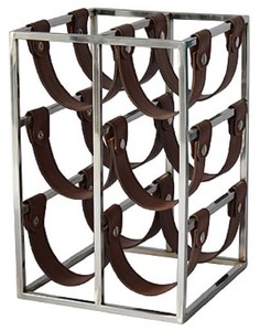 Casa Padrino Luxury Wine Bottle Holder Silver / Brown 26 x 28 x H. 39 cm - Small Wine Rack for 6 Bottles