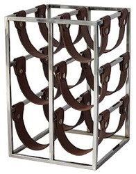 Casa Padrino Luxury Wine Bottle Holder Silver / Brown 26 x 28 x H. 39 cm - Small Wine Rack for 6 Bottles