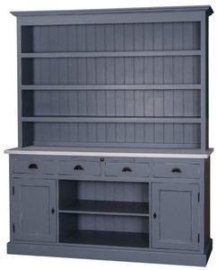 Casa Padrino armoire de cuisine de style country antique bleu / gris 178 x 50 x H. 210 cm - Meubles de Cuisine de Style Country