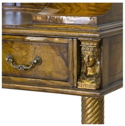 Casa Padrino Scrivania in Mogano Art Nouveau di Lusso con 10 Cassetti Marrone / Oro Antico 145 x 80 x H. 90 cm - Qualità di Lusso