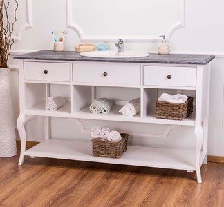 Casa Padrino Landhaus Stil Waschschrank Waschtisch Ohne Waschbecken Grau / Weiss - Bad Schrank