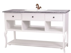 Casa Padrino Landhaus Stil Waschschrank Waschtisch Ohne Waschbecken Grau / Weiss - Bad Schrank