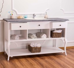 Casa Padrino Landhaus Stil Waschschrank Waschtisch Ohne Waschbecken Grau / Weiss - Bad Schrank Casa Padrino Landhaus Stil Waschschrank Waschtisch Ohne Waschbecken Grau / Weiss - Bad Schrank