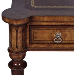 Casa Padrino escritorio Art Nouveau de lujo con 2 cajones marrón / plata 126 x 74 x H. 76 cm - Calidad de Lujo