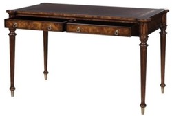 Casa Padrino escritorio Art Nouveau de lujo con 2 cajones marrón / plata 126 x 74 x H. 76 cm - Calidad de Lujo