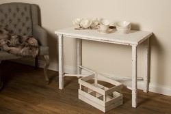 Casa Padrino Mesa de Comedor Estilo Rural Blanco Antiguo 120 x 60 x H. 80 cm - Mesa Shabby Chic Comedor