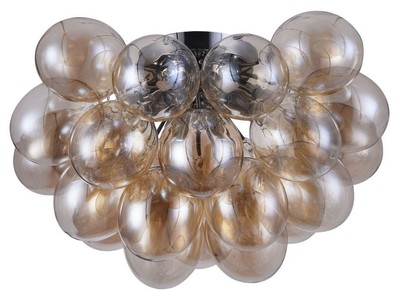 Casa Padrino living room ceiling lamp amber / silver Ø 50 x H. 32 cm - Modern Ceiling Light