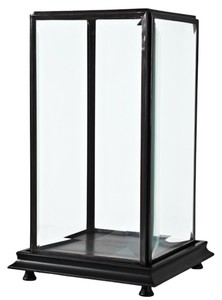 Casa Padrino vetrina da tavolo di lusso nero / bronzo antico 22 x 22 x H. 37 cm - Decorazione Soggiorno