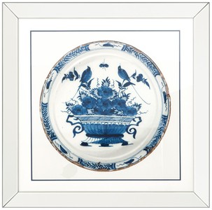 Casa Padrino Bilder / Kunstdruck 4er Set Antike Chinesische Porzellan Teller Weiß / Blau 80 x H. 80 cm - Luxus Wanddekoration