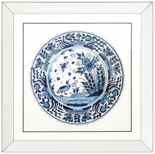 Casa Padrino Bilder / Kunstdruck 4er Set Antike Chinesische Porzellan Teller Weiß / Blau 80 x H. 80 cm - Luxus Wanddekoration