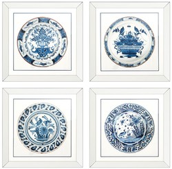 Casa Padrino immagini / stampa artistica set di 4 porcellane cinesi antiche bianche / blu 80 x H. 80 cm - Decorazione Murale di Lusso