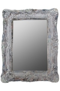 Espejo de pared barroco Casa Padrino Gris antiguo Altura 54 cm, ancho 42 cm con adornos y marco de madera - Hecho a mano
