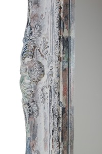 Casa Padrino Barock Wandspiegel Antik Grau Höhe 54 cm, Breite 42 cm mit Ornamenten und Holzrahmen - Handgefertigt 