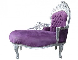 Casa Padrino Chaise Longue Baroque pour Enfant Style Antique Violet/Argent 101 x 51 x 93 cm Casa Padrino Chaise Longue Baroque pour Enfant Style Antique Violet/Argent 101 x 51 x 93 cm