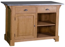 Casa Padrino country style counter natural colors / silver 140 x 68 x H. 95 cm - Solid Wood Counter Table with Galvanized Table Top