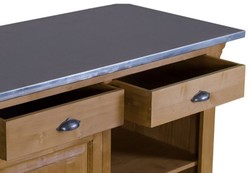 Casa Padrino country style counter natural colors / silver 140 x 68 x H. 95 cm - Solid Wood Counter Table with Galvanized Table Top