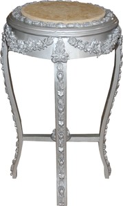 Casa Padrino Barock Beistelltisch Rund Silber/Creme  Antik Look - 72 x 42 cm 