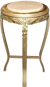 Casa Padrino Barock Beistelltisch Rund Gold /Creme Antik Look - 70 x 40cm 