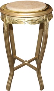 Casa Padrino Table d'Appoint Baroque Ronde Or / crème Look Antique - 70 x 40cm