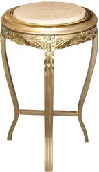 Casa Padrino Baroque Side Table Round Gold / cream Antique Look - 70 x 40cm