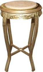 Casa Padrino Baroque Side Table Round Gold / cream Antique Look - 70 x 40cm