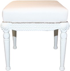 Tabouret Baroque Antique Style Casa Padrino Blanc / Blanc L 56 cm, H 54 cm - Tabouret Baroque Tabouret Baroque Antique Style Casa Padrino Blanc / Blanc L 56 cm, H 54 cm - Tabouret Baroque