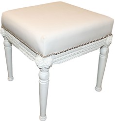 Tabouret Baroque Antique Style Casa Padrino Blanc / Blanc L 56 cm, H 54 cm - Tabouret Baroque Tabouret Baroque Antique Style Casa Padrino Blanc / Blanc L 56 cm, H 54 cm - Tabouret Baroque