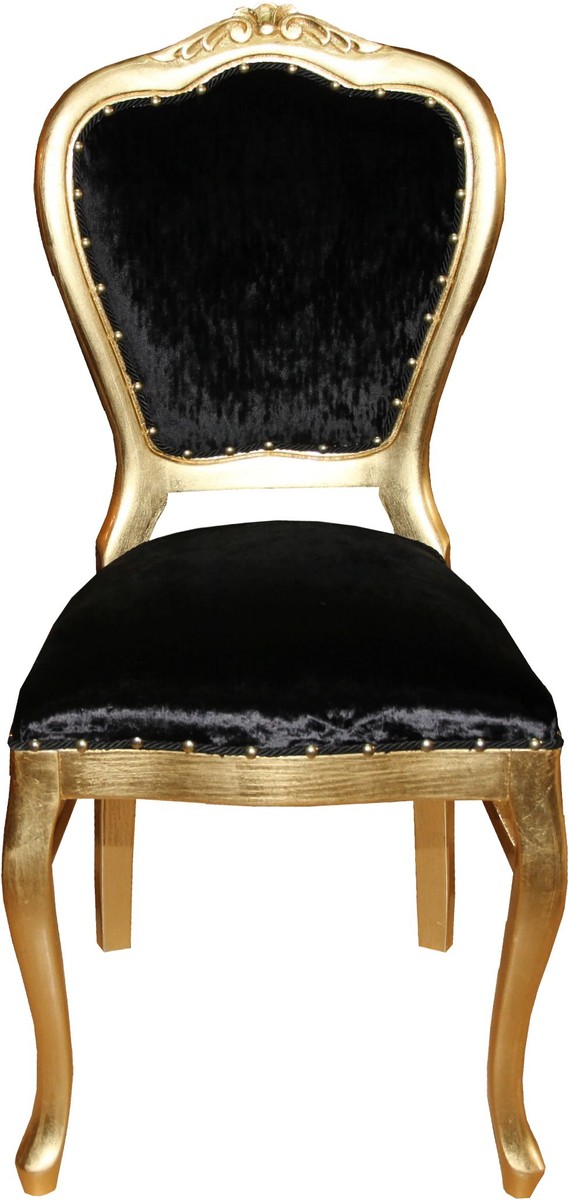 Silla de comedor barroca de lujo Casa Padrino negro / oro - Luxury Quality Silla de comedor barroca de lujo Casa Padrino negro / oro - Luxury Quality