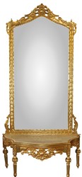 Casa Padrino Baroque Mirror Console - Wardrobe console gold with marble top and beautiful Baroque decorations on the mirror glass Mod7 - antique look