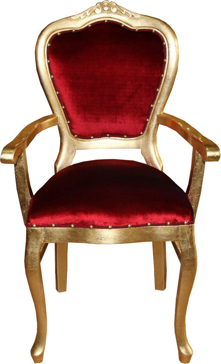 Sedia da donna di lusso barocca Casa Padrino con braccioli Bordeaux / Oro - Sedia da toeletta da donna - Edizione limitata Sedia da donna di lusso barocca Casa Padrino con braccioli Bordeaux / Oro - Sedia da toeletta da donna - Edizione limitata
