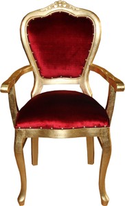 Chaise de Luxe Baroque Casa Padrino avec Accoudoirs Bordeaux / Or- Chaise de Coiffeuse pour Dames - Edition Limitée Chaise de Luxe Baroque Casa Padrino avec Accoudoirs Bordeaux / Or- Chaise de Coiffeuse pour Dames - Edition Limitée