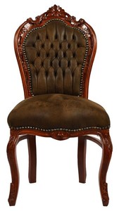 Silla Casa Padrino barroco Cena Negro / efecto Mod2 cuero Negro