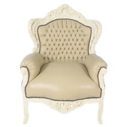Casa Padrino Baroque Fauteuil King Crème Look Cuir / Crème - Meuble Antique Style Casa Padrino Baroque Fauteuil King Crème Look Cuir / Crème - Meuble Antique Style