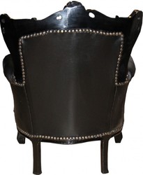 Casa Padrino Baroque Children's Armchair in Exclusive Design, Black / Black Leatherette, Height 84 cm, Width 58 cm Casa Padrino Baroque Children's Armchair in Exclusive Design, Black / Black Leatherette, Height 84 cm, Width 58 cm