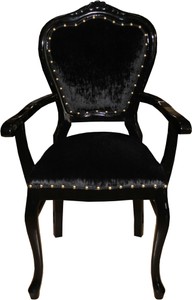 Chaise de Luxe Baroque Casa Padrino avec Accoudoirs Noir / noir - Chaise de Coiffeuse pour Dames - Edition Limitée Chaise de Luxe Baroque Casa Padrino avec Accoudoirs Noir / noir - Chaise de Coiffeuse pour Dames - Edition Limitée