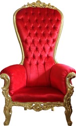 Casa Padrino Sillón Trono Barroco Majestic Rojo / Oro - Sillón Gigante - Altura 187 cm