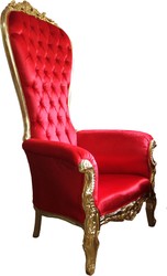 Casa Padrino Sillón Trono Barroco Majestic Rojo / Oro - Sillón Gigante - Altura 187 cm