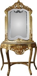 Consola de espejo barroco Casa Padrino dorado con la parte superior de mármol y hermosas decoraciones barrocas en el espejo de vidrio Mod6 - aspecto antiguo Consola de espejo barroco Casa Padrino dorado con la parte superior de mármol y hermosas decoraciones barrocas en el espejo de vidrio Mod6 - aspecto antiguo