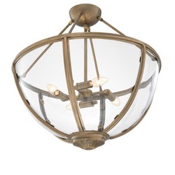 Casa Padrino Luxury Ceiling Light Antique Brass Gold Ø 60 x H 55 cm - Hotel & Restaurant Ceiling Lamp Casa Padrino Luxury Ceiling Light Antique Brass Gold Ø 60 x H 55 cm - Hotel & Restaurant Ceiling Lamp
