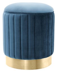 Casa Padrino Taburete Azul / Latón Ø 40 x H. 45 cm - Taburete de Lujo