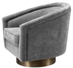 Casa Padrino swivel armchair gray / matt gold 85 x 76 x H. 76 cm - Luxury Living Room Furniture