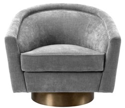 Casa Padrino swivel armchair gray / matt gold 85 x 76 x H. 76 cm - Luxury Living Room Furniture
