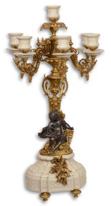 Casa Padrino Candeliere Barocco Bianco / Oro 29,5 x 26,5 x H. 59,4 cm - Elegante e Sontuoso