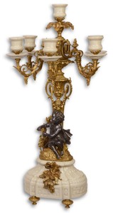 Casa Padrino Candeliere Barocco Bianco / Oro 29,5 x 26,5 x H. 59,4 cm - Decorazione in Stile Barocco